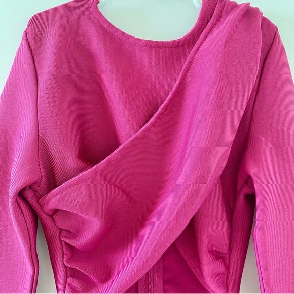 NWT AKIRA Cut Out Bandage Long Sleeve Midi Dress Dark Pink Small - Picture 6 of 16